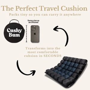 Black Travel Cushion- Cushy Bum